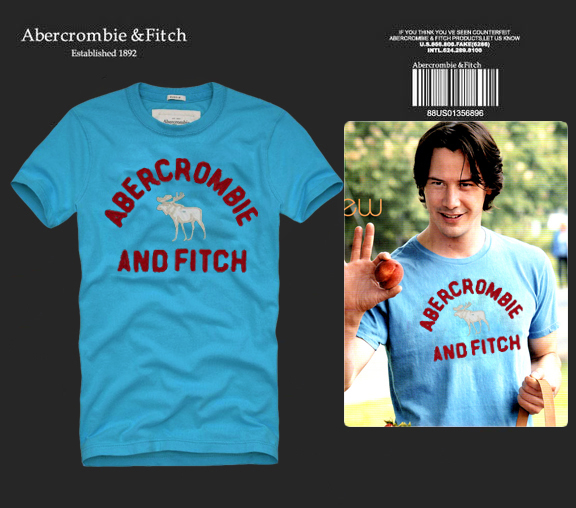 Abercrombie Fitch Hombres De Cuello Redondo Con Gente Fotos Corto Remera AF5650
